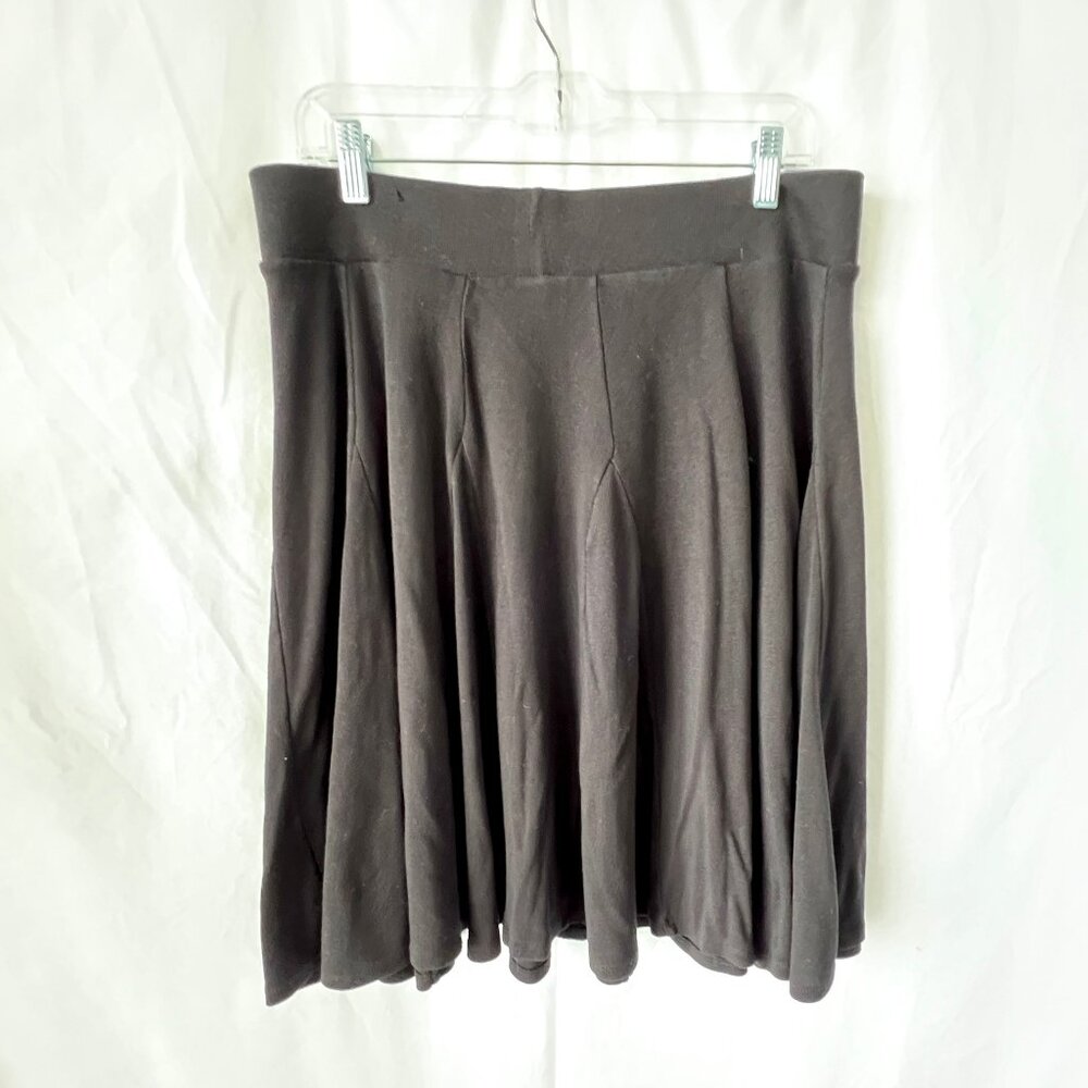 Talbots Skirt, Black Modal Cotton Pull on Knee Length Flare Style, Large Petite